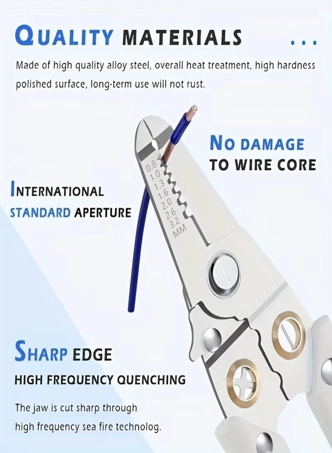 CAVERNSHOP 9-in-1 Multifunction Stainless Steel Wire Stripper Crimper Cutter Tool for Electrical Wiring Cable Stripping Crimping Pulling DIY Electrician Professional - Image 4
